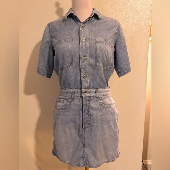 Rag & Bone Liquid Miramar Denim Look Mini Dress Women’s M - Picture 3 of 11